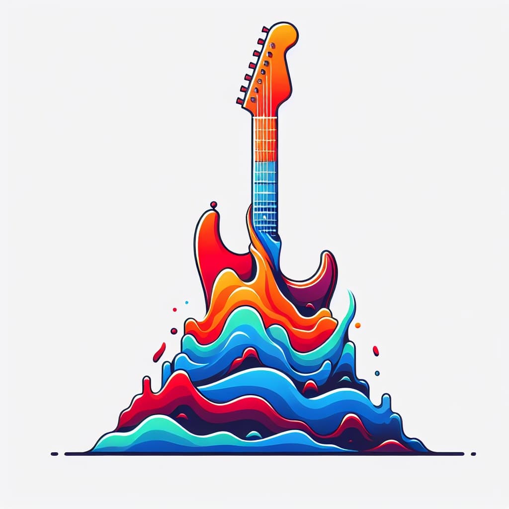 A sticker of a guitar melting